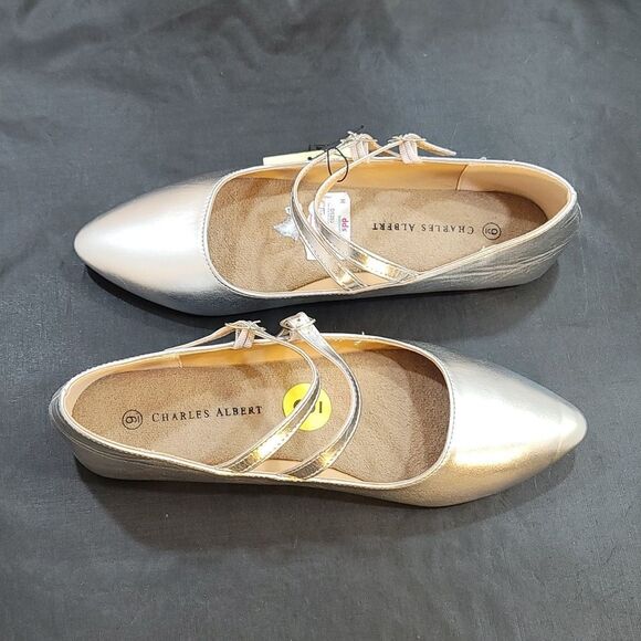 BRAND NEW CHARLES ALBERT DOUBLE ADJUSTABLE BUCKLE STRAP FLAT SHOE - Picture 8 of 13